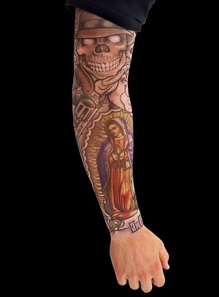 Easy to use: simply pull your Tattoo Skin Sleeve onto your arm.