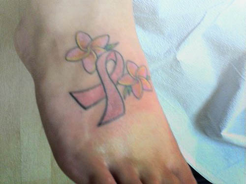 Care cancer ribbon tattoo. Cancer pink ribbon tattoo