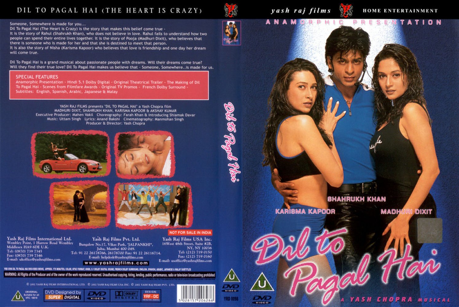 DIL TO PAGAL HAI (1.997) con SRK + Vídeos Musicales + Jukebox + Sub. Español  Dil+To+Pagal+Hai1+DVD+full+cover