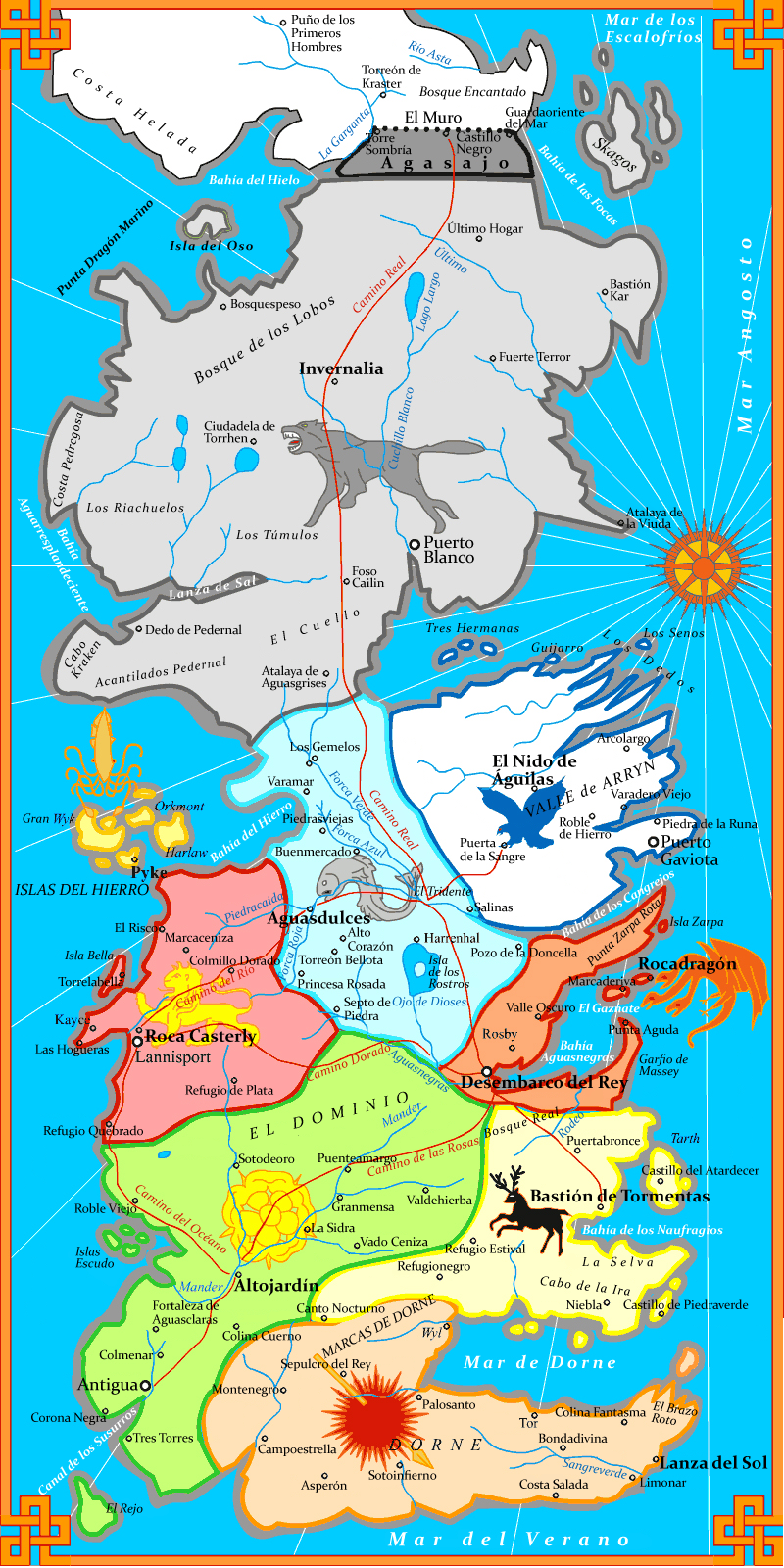 MAPA POLÍTICO DE LOS REINOS DE PONIENTE