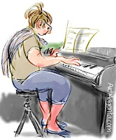 Playing the piano is a sketch by Artmagenta