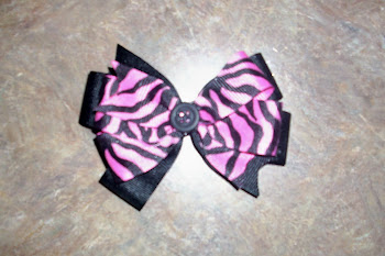 2 layer Black and Pink Zebra Bow