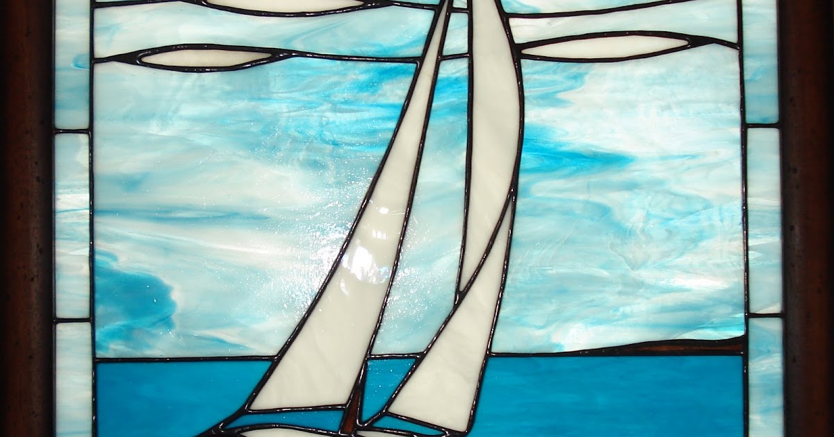 AT Designs Sailboat Stained Glass Panel