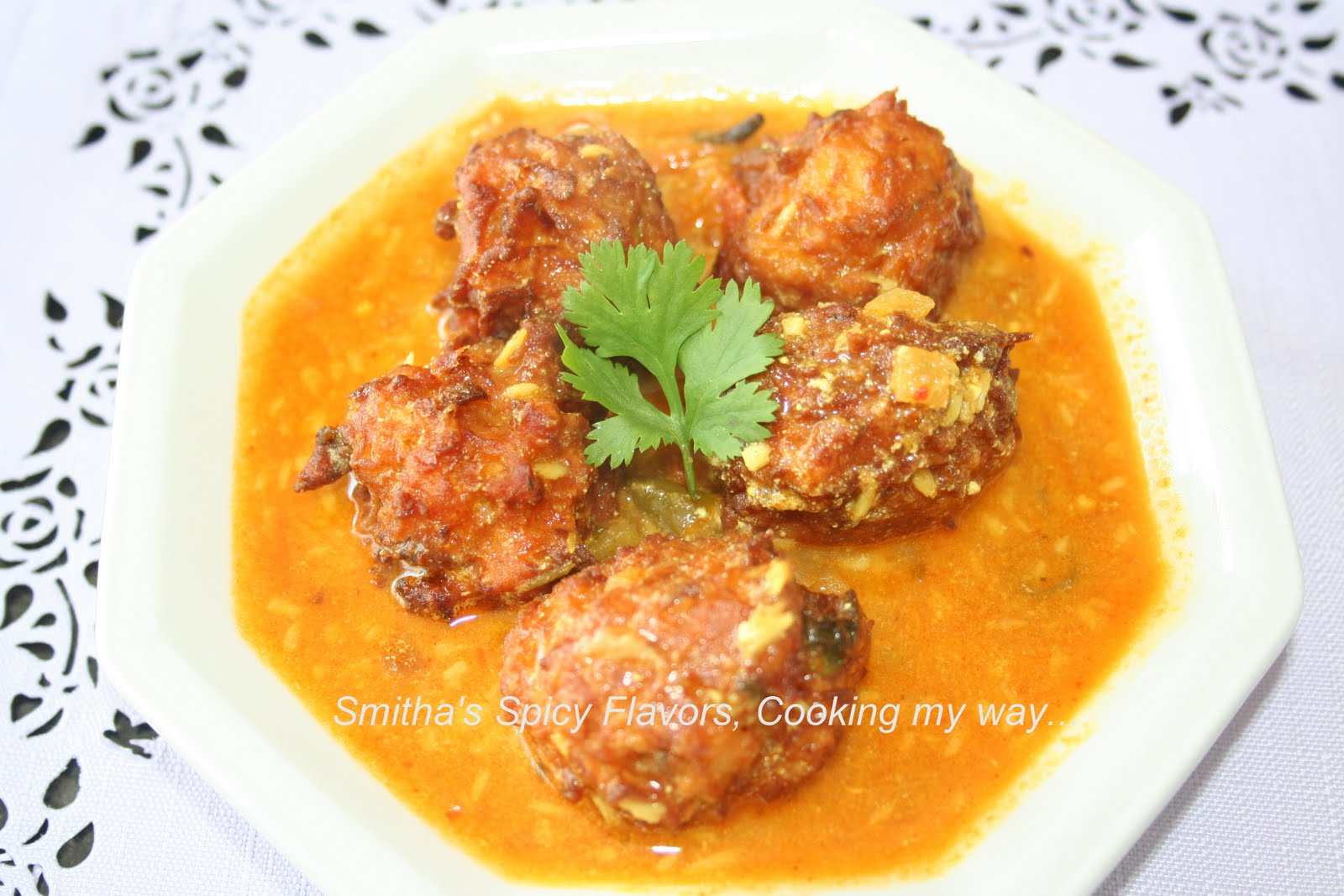 Cabbage Kofta curry / Fried Cabbage balls in tomato yogurt gravy