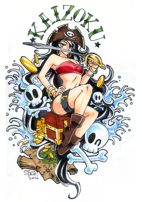 John Montgomery - Pirate Tattoo I just love pinups and pirates.