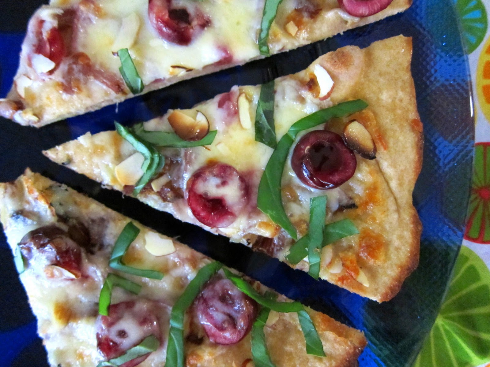 Garlic and Sea Salt Cherry, Almond, and Roasted Onion Pizzas with