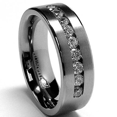 Black Tungsten Wedding Bands   on Tungsten Carbide Diamond Wedding Band Ring 8mm W  Grooves Buy
