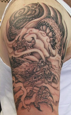 Beautiful Japanese Dragon Tattoo with Colorful Design