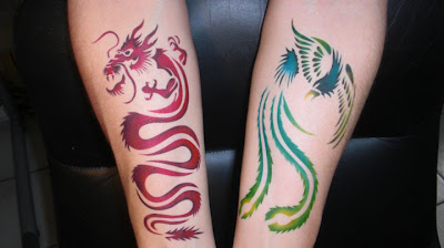 Dragon and Phoenix Temporary Tattoo