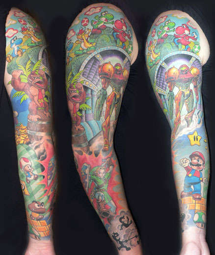 Check out this Nintendo tattoo leg 