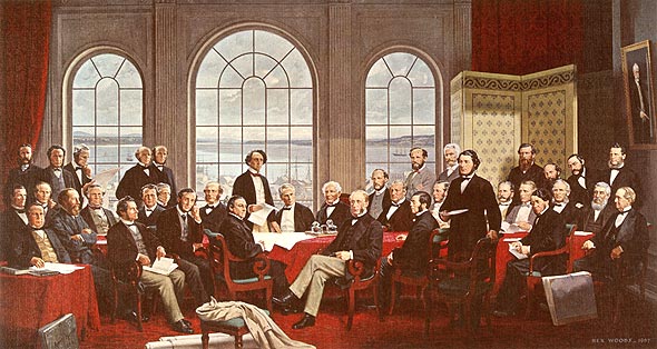 The Fathers of Confederation. Our home and native land,