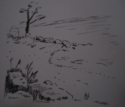 Ink drawing landscape