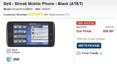 Shoppingeeze: Dell Streak for $100 on contract at Best Buy