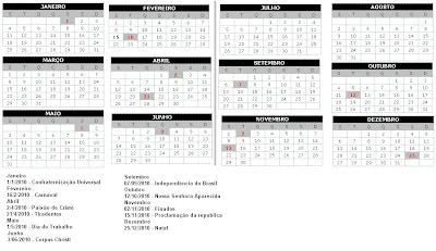 calendario 2010 Brasil