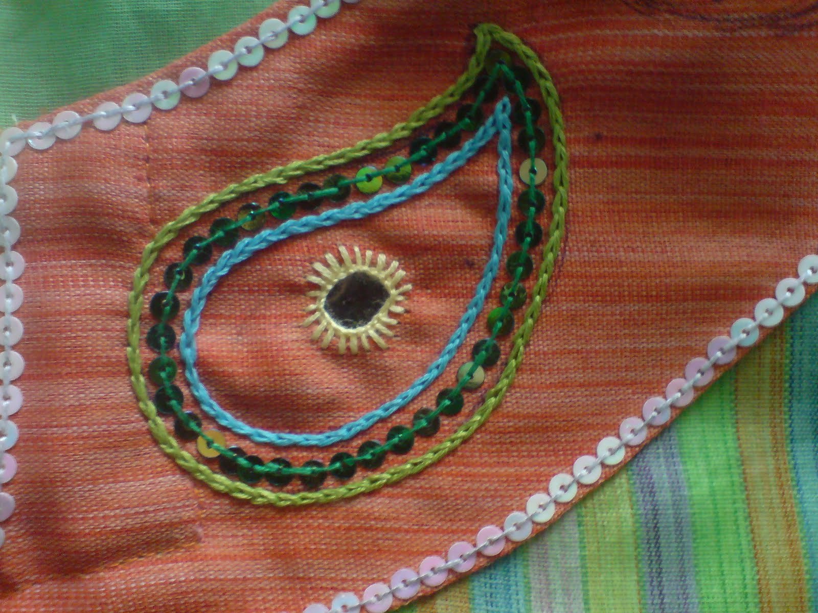 Floras colors embroidered neck design