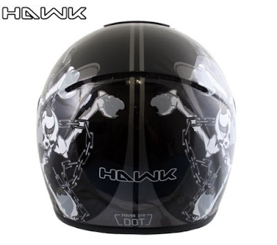 Advanced Hawk Chained Skull and Crossbones Gloss Black Full Face Motorcycle Helmet 2