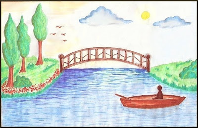 Watercolor Drawing of a Bridge