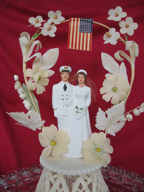 Here 39s a 1950 military wedding cake topper with a 48stars flag