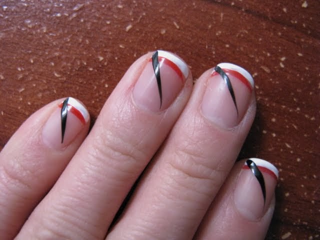 Miss80Million: Nails of the Day - White/Red/Black Art Deco Nail Polish