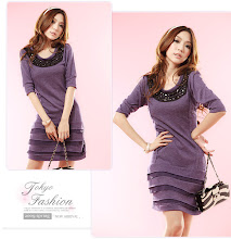 Purple【TDR 36970】黑寶石魚尾針織洋裝, S$25.50