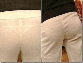 calça branca transparente