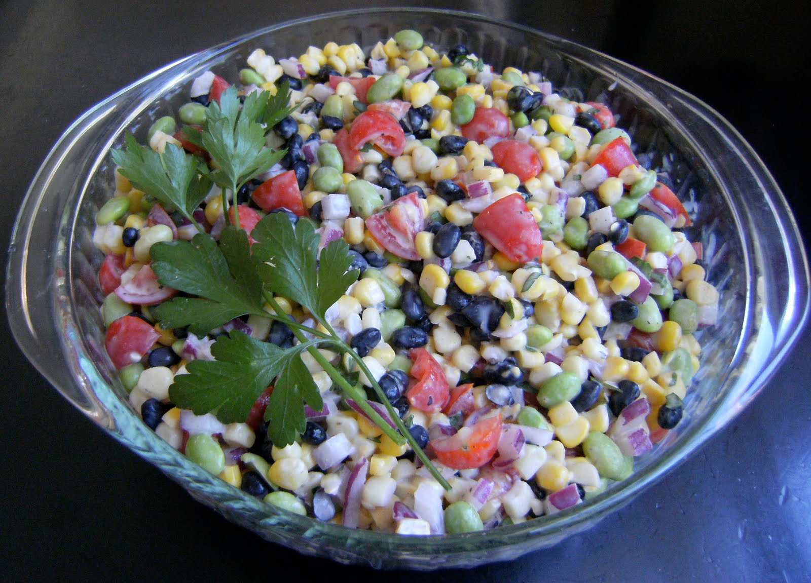 My Retro Kitchen Grilled Corn, Black Bean and Tomato Salad