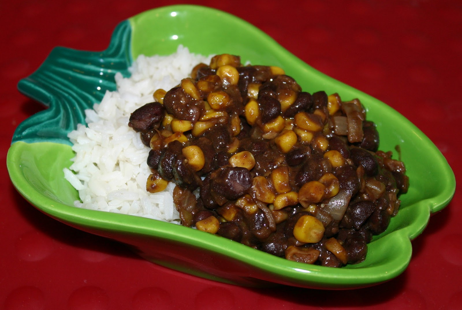My Retro Kitchen Black Beans and Corn on Rice