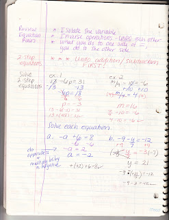 Ms. Jean's Classroom Blog: 7-1 Solving Two-Step Equations