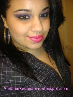 Look Of The Day: Smokey Purples with Hot Pink Lips!