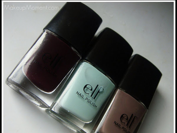 E.L.F. Nail Polish Swatches- Plum, Mint Cream, and Smoky Brown