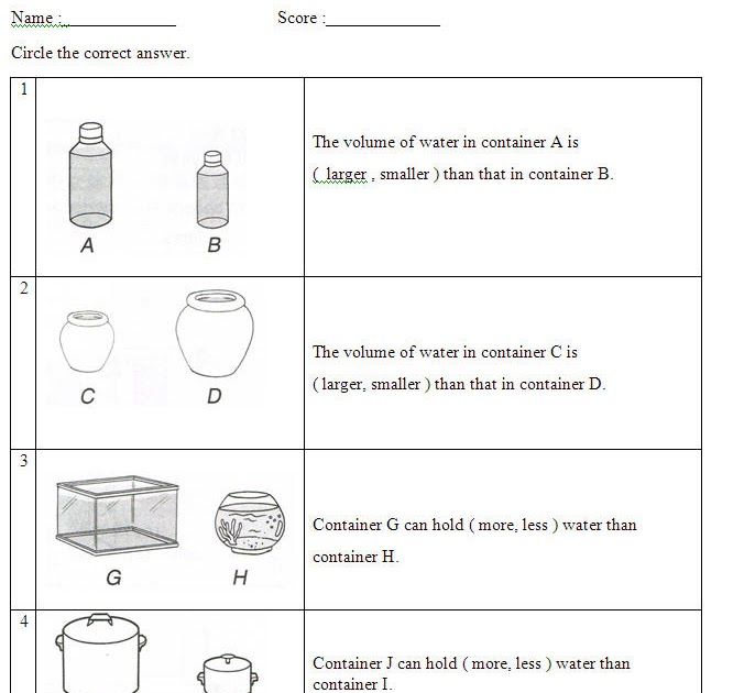 Volume of liquid: Worksheet 3