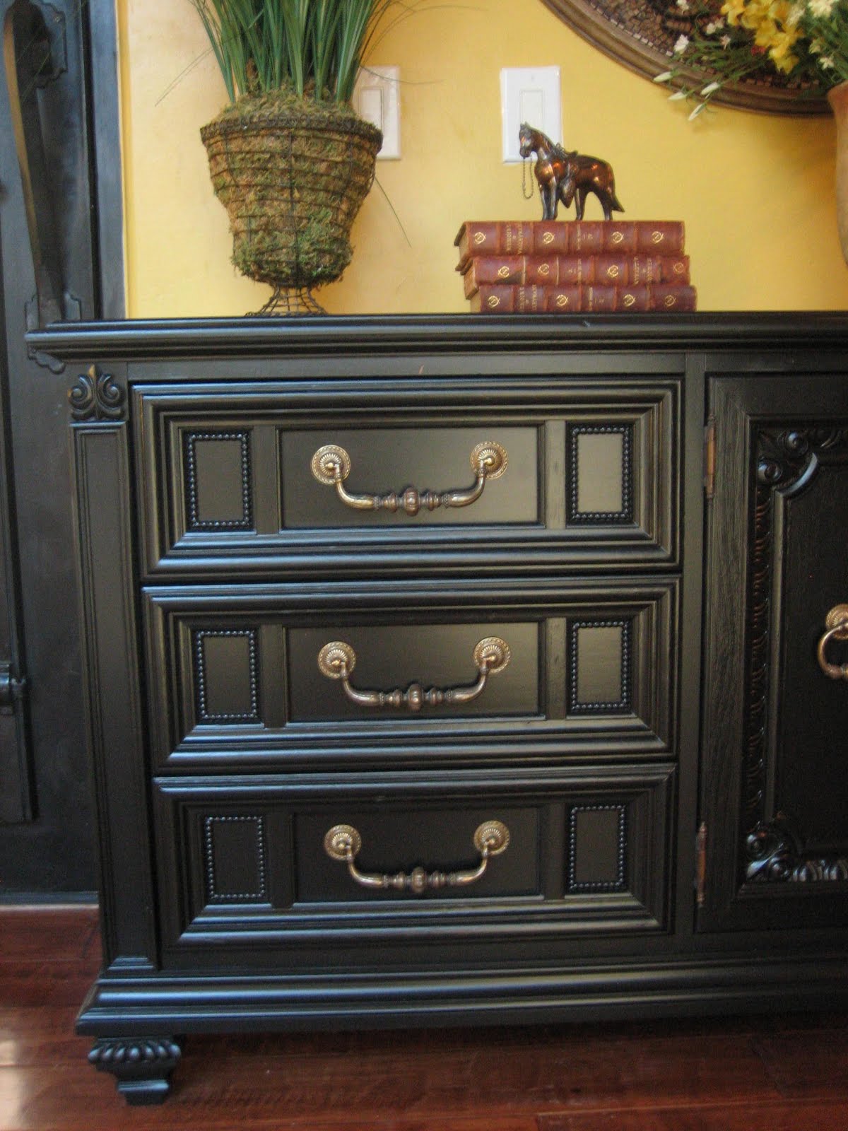 European Paint Finishes: ~ Black Ornate Dresser ~ European Paint Finishes: ~ Black Ornate Dresser ~