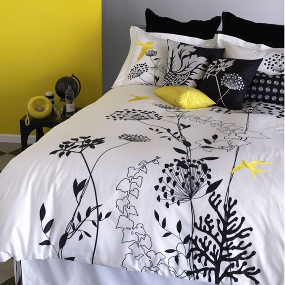 {BLACK. WHITE. YELLOW.} Black, White, and Yellow Bedding from Bliss Living