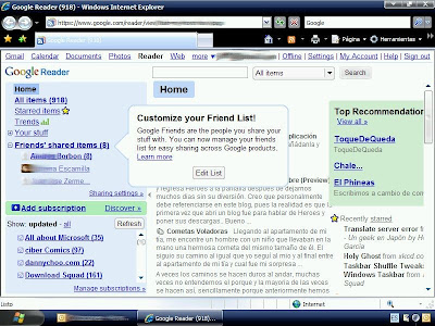 Cambios en Google Reader
