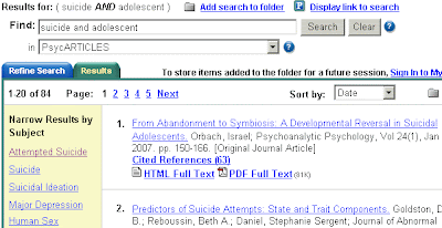 search results display