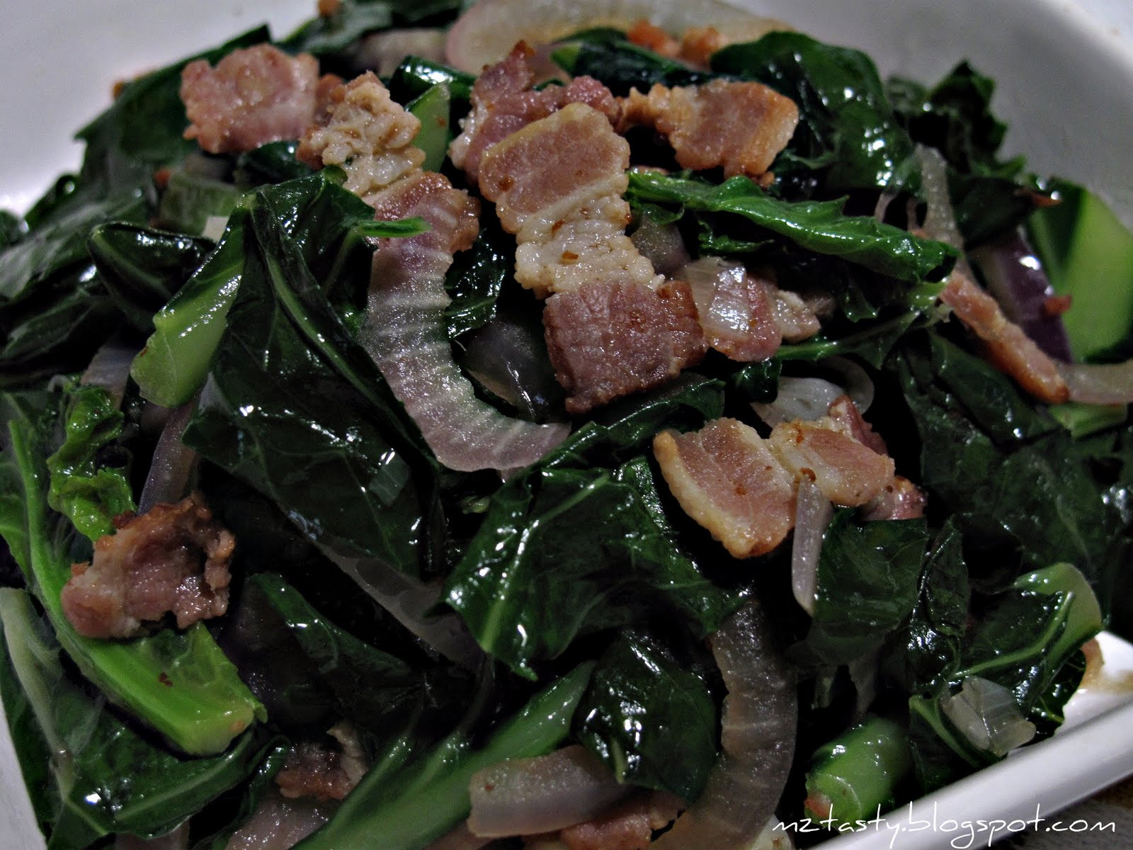 MzTasty's Kitchen, Savor The Flavor Fried Collard Greens with Smoked Apple Bacon