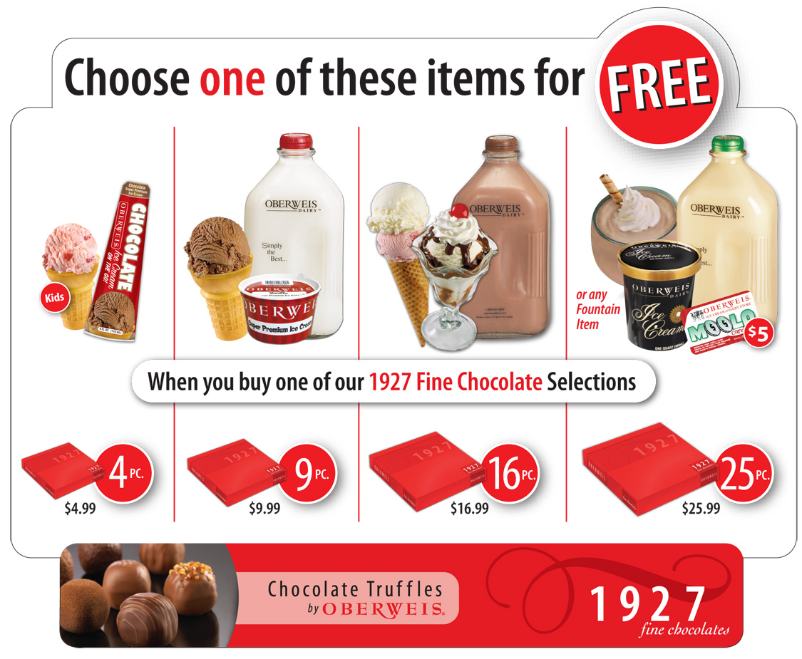 Oberweis Dairy 1927 Fine Chocolates Promotion