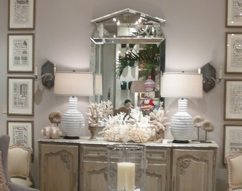 two lamps on console table