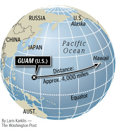 Guam on the globe