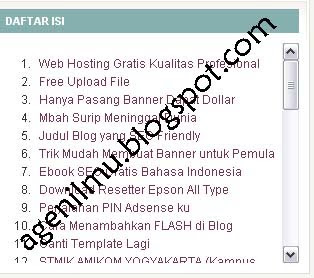 Cara Mudah Membuat Daftar Isi Di Blogspot