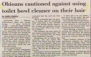 funny ohio headline warning locals not to use toilet bowl cleaner on their hair very weird