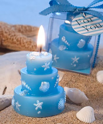 blue wedding cake candles