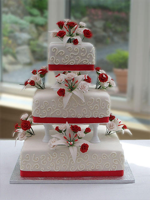 red and white wedding cakes square sapphire wedding cakes