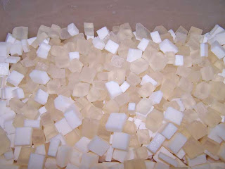 Clear and White Melt and Pour Soap cut into small cubes