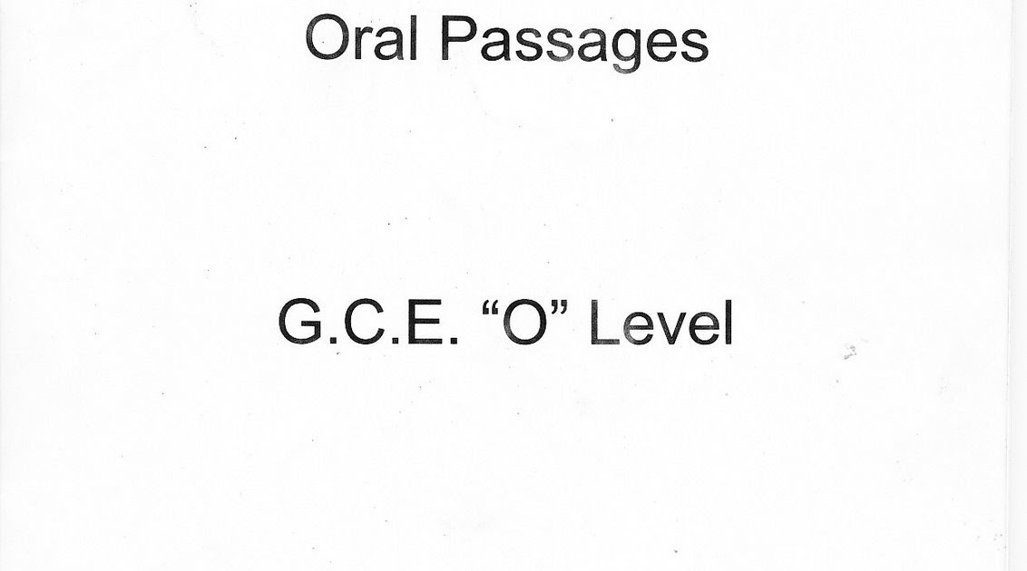 GCE O level English: Oral Guidebook