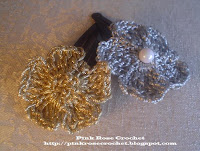 ورود جميله جدا Presilhas+Flor+Croche+-+Crochet+Flower+Hair+Clip+-+Pink+Rose