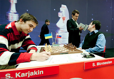 Sergei Karjakin vainqueur hier du slovaque Sergei Movsesian - photo Fred Lucas