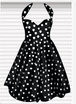 vestido preto com bola branca