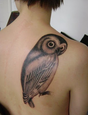 Nice Back Body Owl Tattoo Designs Pics