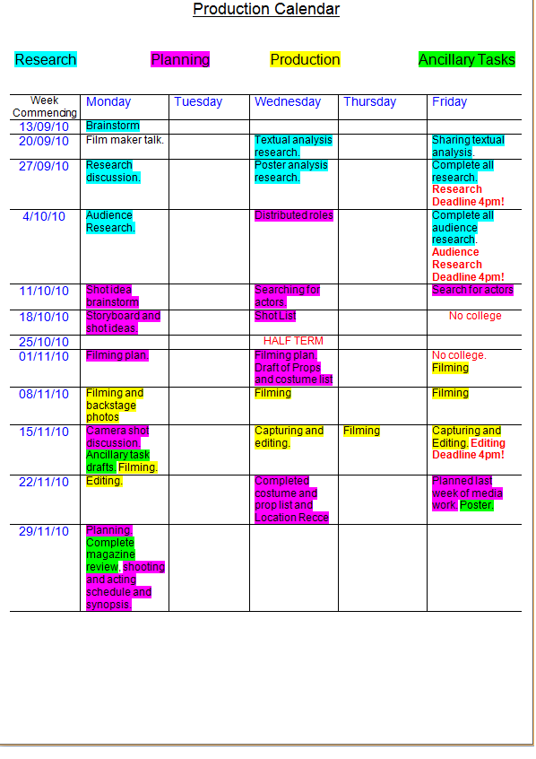 Kymberly Tran Media A2 Production Calendar